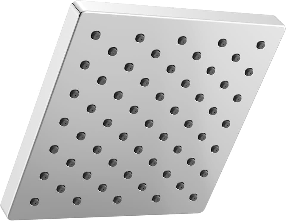 Delta Modern Single Spray Chrome Shower Head, 6 Inch Square Shower Head, 1.75 GPM Flow Rate, Chrome 52403