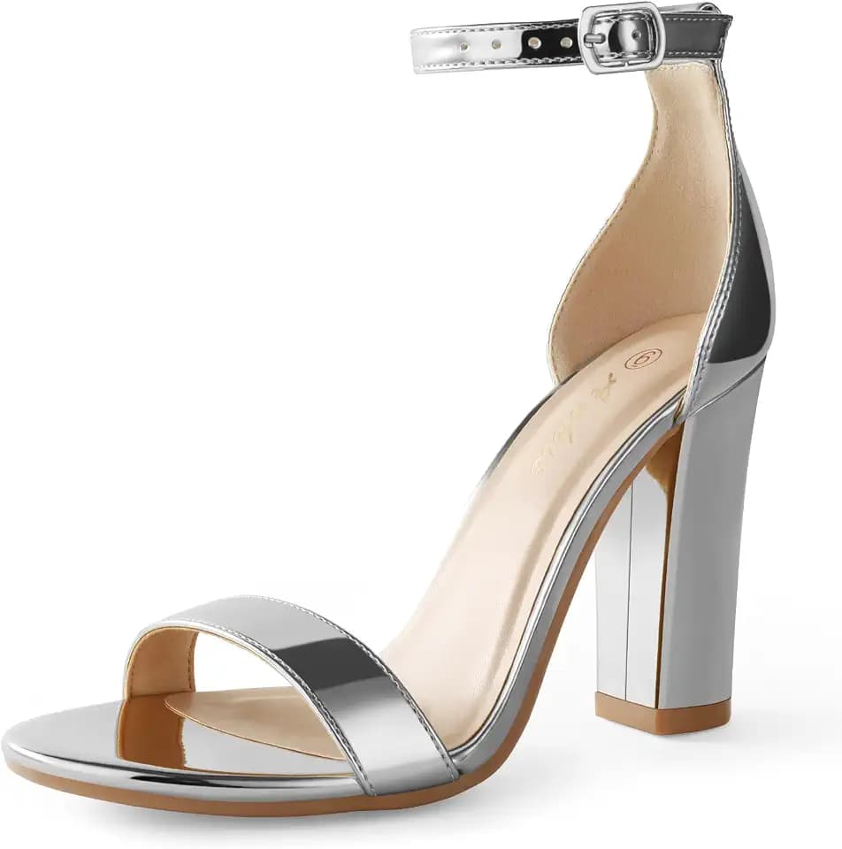 Ankis Nude Black White Heels for Women Open Toe Ankle Strap Heel Sandals