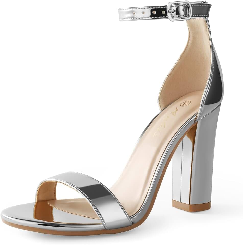Ankis Nude Black White Heels for Women Open Toe Ankle Strap Heel Sandals