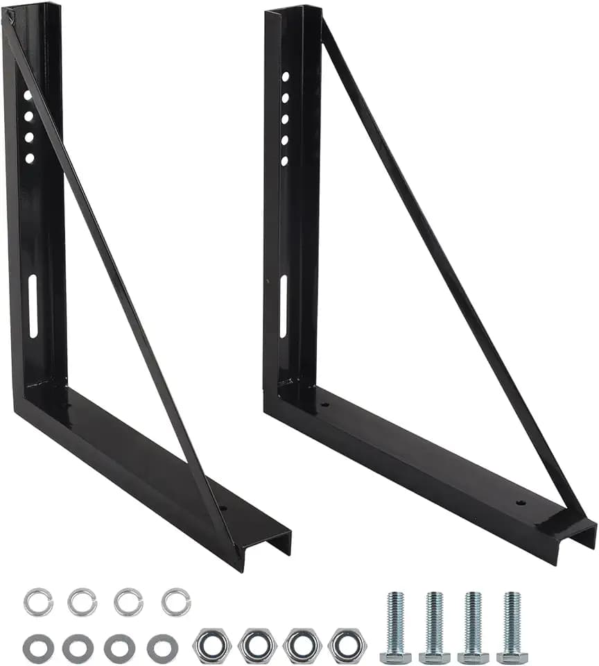 2 PCS 24 x 24 Inch Black Welded Structural Steel Mounting Brackets