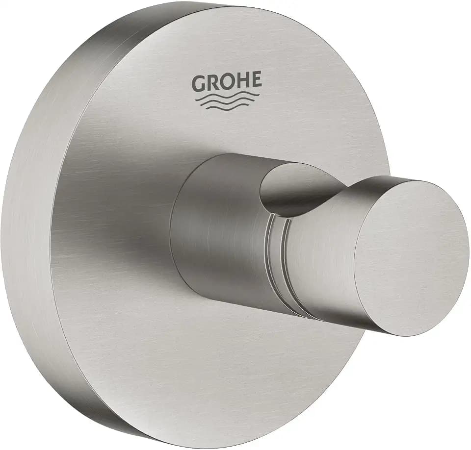 GROHE Start - Bademantelhaken (Material: Metall, verdeckte Befestigung, zum Kleben oder Bohren), supersteel, 41173DC0