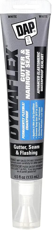 DAP Dynaflex Gutter & Narrow Seam Advanced Elastomeric Waterproofer, White, 4.5 Oz (7079818399)