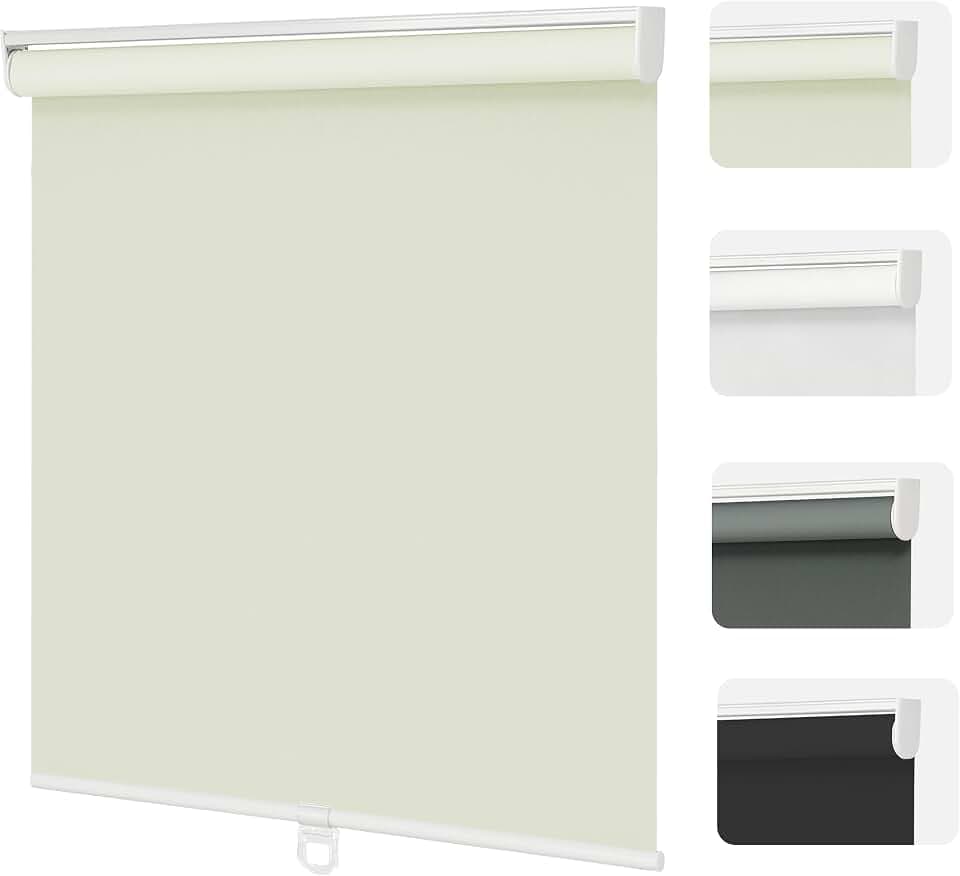 Changshade Blackout Roller Shades Cordless for Windows,100% Room Darkening Window Blinds for Bedroom,Thermal Insulated UV Protection,Easy Install Pull Down Shades for Home,28" w x 50" h,Beige