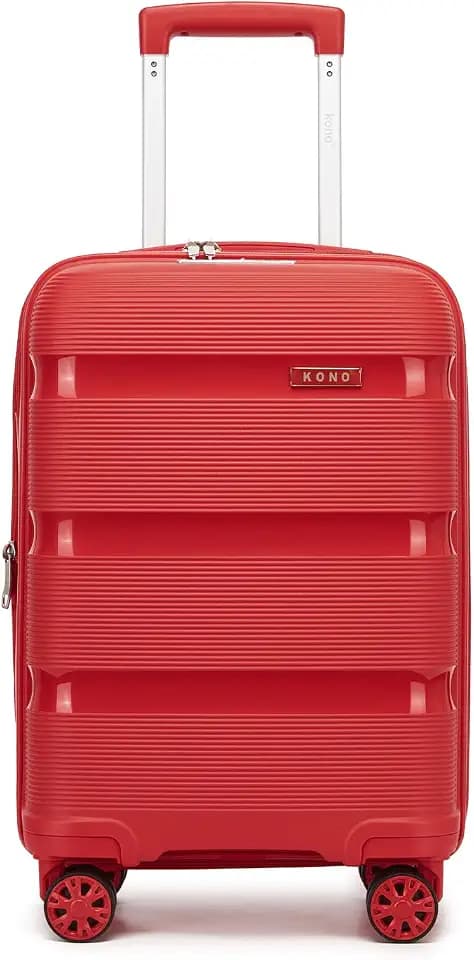 Kono 20 Inch Expandable Carry on Luggage, Airline Approved Suitcase, Red