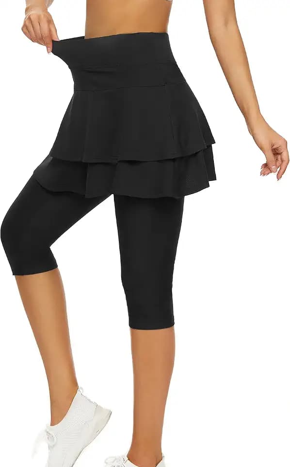 WOWENY Tennis Skirted Leggings for Women Golf Skapri Leggings with Skirt