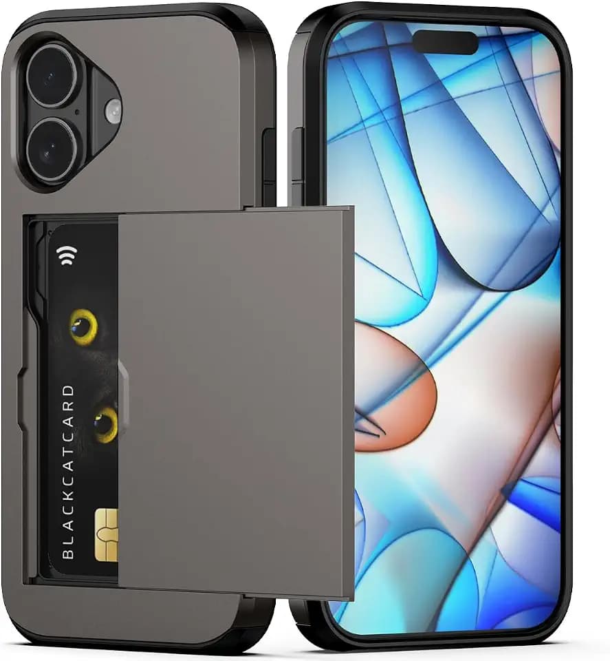 Nvollnoe for iPhone 17 Case with Card Holder Coffee
