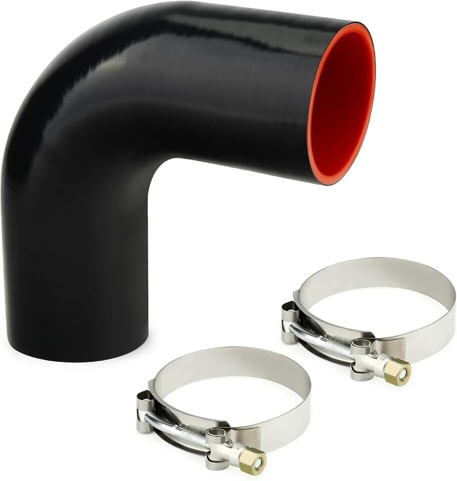 GASHER 1PCS 90 Degree Elbow Silicone Hose 3"ID, Silicone Couplers Leg Length 6.3" (160mm) with 2 T-Bolt Clamps