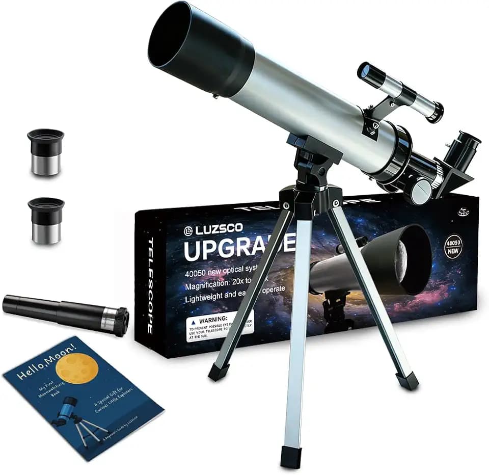 Telescope for Kids, 50mm 100x Silver Beginner Telescope with Tripod