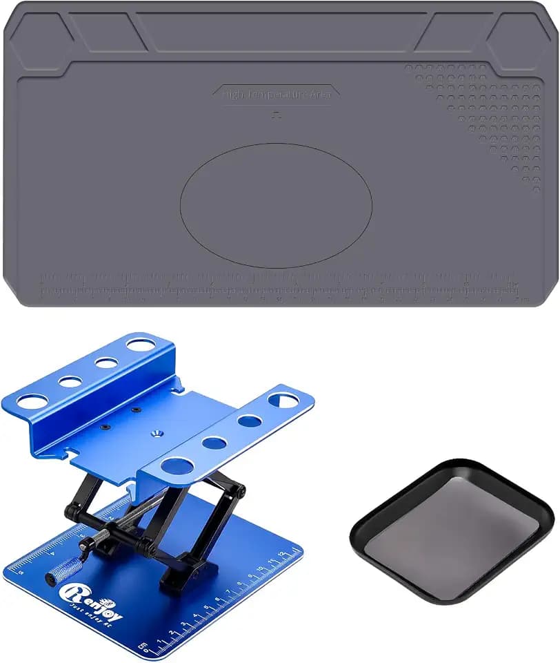 RC Car Work Stand w/Screw Tray & Work Mat for 1/8 1/10 1/12 Scale, Blue