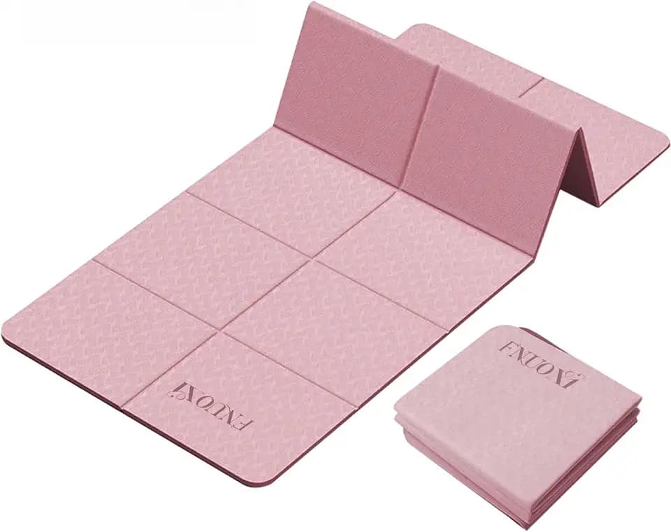 Foldable Extra Wide Yoga Mat 72"x31.5"x8mm, Double-Sided Non Slip w/Bag