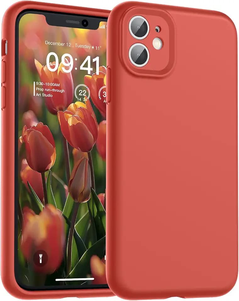 SUPFINE Designed for iPhone 11 Case,Premium Liquid Silicone with [Soft Anti-Scratch Microfiber Lining][Upgraded Camera Protection] Slim Shockproof Protective Phone Case for Men Women Girls,Red