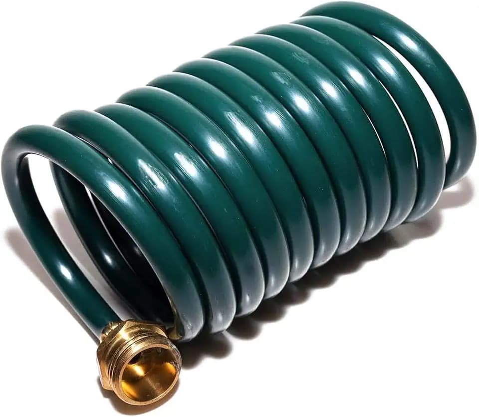 15FT Green EVA Coil Garden Hose with Metal Fittings