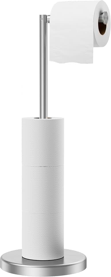 FORIOUS Toilet Paper Holder Stand with Storage for 4 Rolls, Brushed Nickel