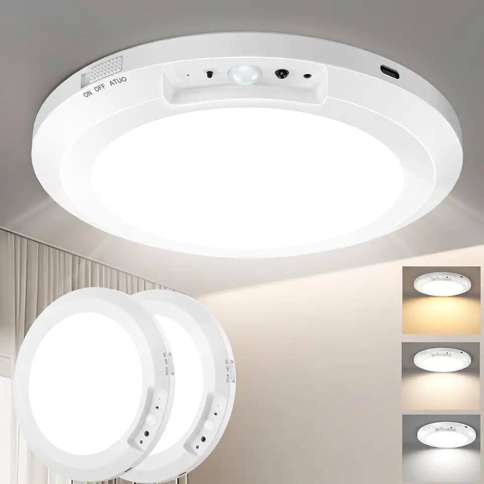 Rechargeable Motion Sensor Ceiling Light Indoor Closet Light with Remote