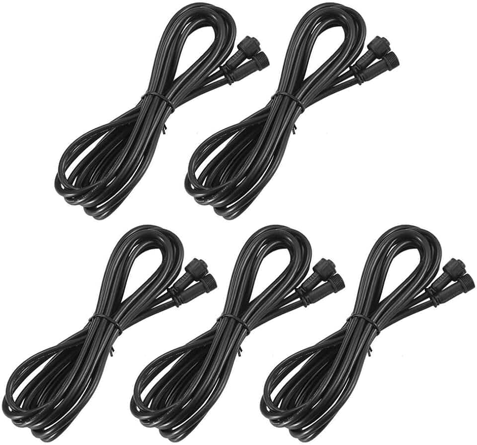5pcs 2 PIN 1M Verlängerungskabel für Warmweiß Terrassenbeleuchtung,Extender für Kabel für Warmweiß LED Bodeneinbauleuchten,IP67 wasserdicht