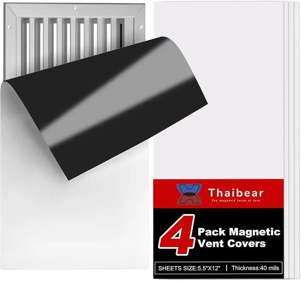 Thaibear Magnetic Vent Covers, 5.5" x 12", 4 Pack Strong Ceiling Vent Covers for Home Wall, Floor Vents Air Register, RV, Home HVAC and AC Vents, Magnetic Vent Cover for Ceiling Iron Register