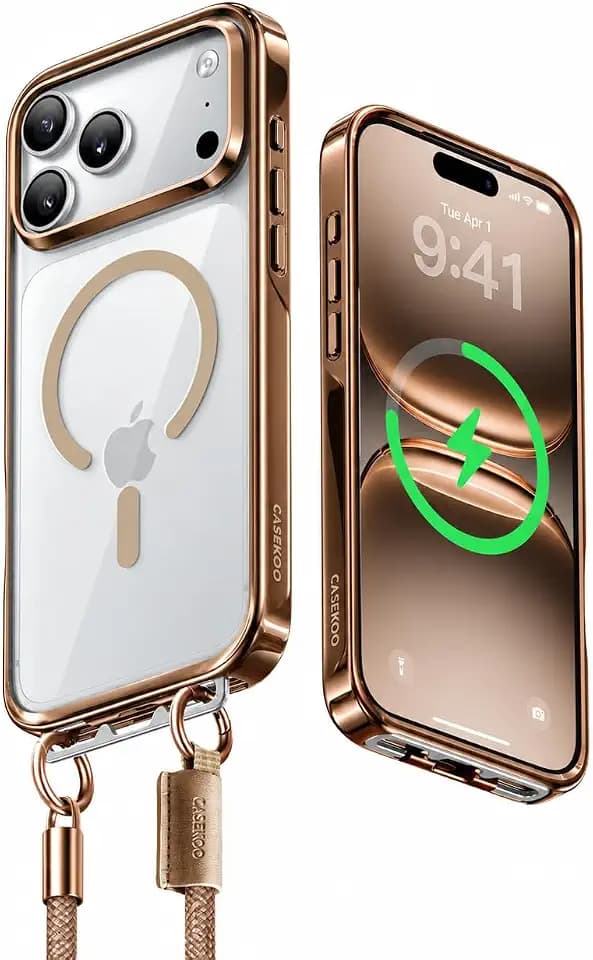 CASEKOO Linkoo Clear Magnetic Case for iPhone 18 Pro & 17 Pro, Rose Gold