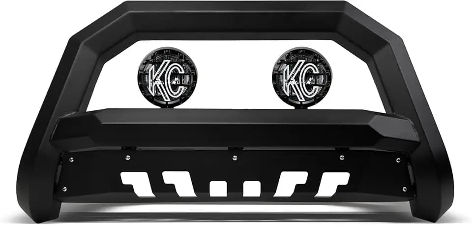 Armordillo Rayden Series Bull Bar with 2X KC Hilites 6" Round Fog Lights Fits 2021-2024 Ford Bronco 8732878 Matte Black Bull Guard Bumper Guard| Fog Lamps Apollo Pro Lights