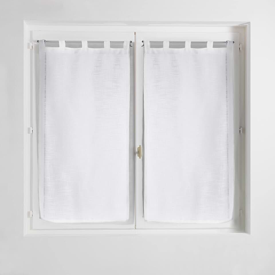 Douceur d'Intérieur Hantona Paar Schlaufen gerade, Leinen-Effekt, gewebt, Polyester, Polyester, weiß, 90 x 60 cm