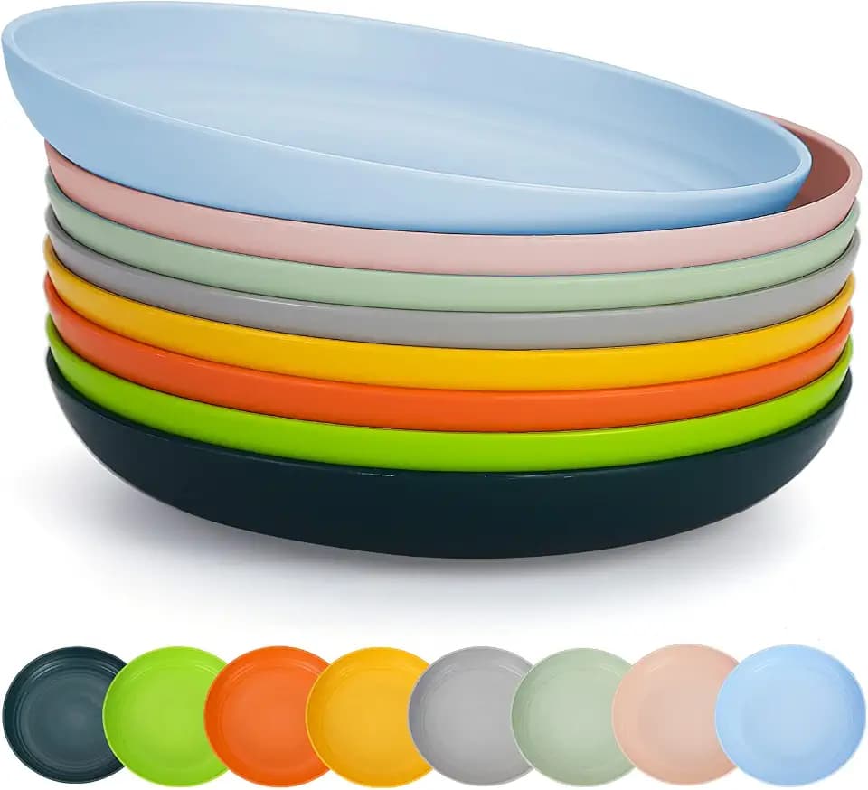Berglander teller set 8 Farben 23cm Wiederverwendbares für Nudelschalen Vorspeisen Fallfest Dessertkorn Ramen BPA-freies Mikrowellenfest Spülmaschinenfest