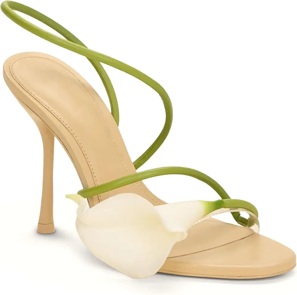 Flower Heels for Women Calla Lily Strappy High Heel Sandals