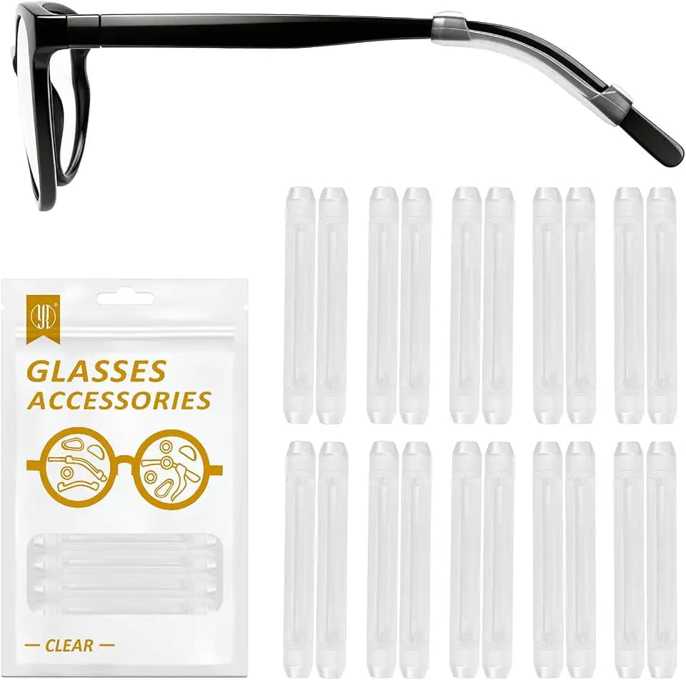 YR Soft Silicone Eyeglasses Temple Tips Sleeve Retainer, Anti-Slip Elastic Comfort Eyeglass Ear Grippers for Eyeglasses Sunglasses Reading Glasses Eyewear, 10 Pairs Clear