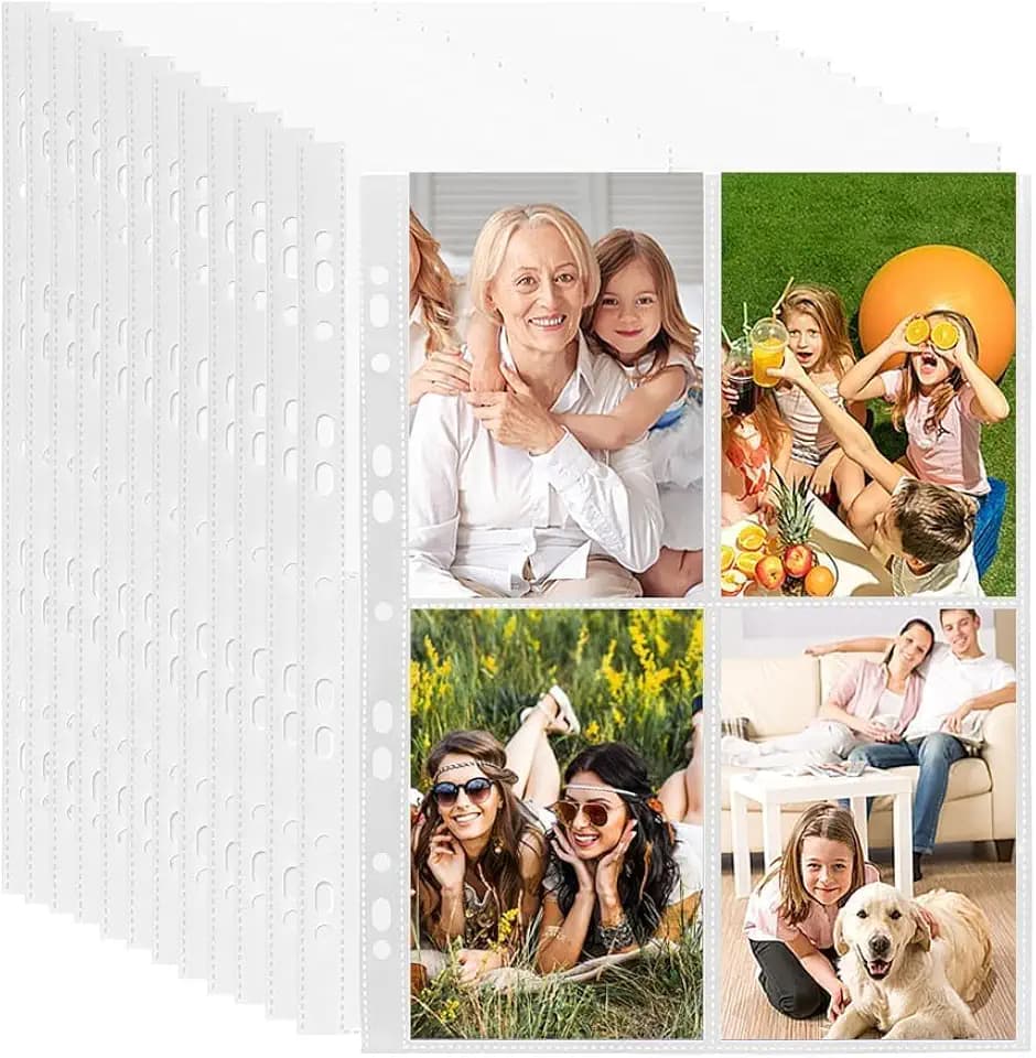 60Pcs Transparent Postkartenhüllen,Transparent Postkartenhüllen 4 Fächer
