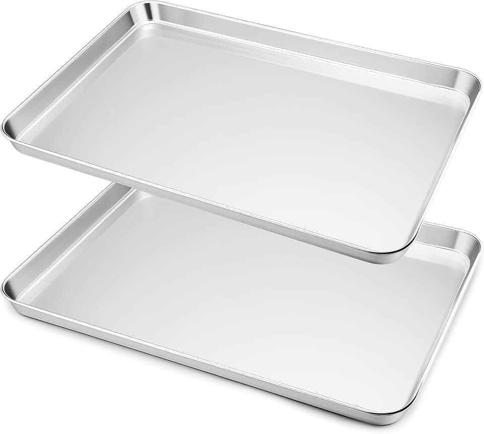 HaWare Extra großes Backblech-Set, 2er-Set, Edelstahl-Ofenblech – 45 x 33 x 2,5 cm, Keksblechpfanne zum Backen, Kochen, Servieren, gesund und ungiftig, leicht zu reinigen und spülmaschinenfest