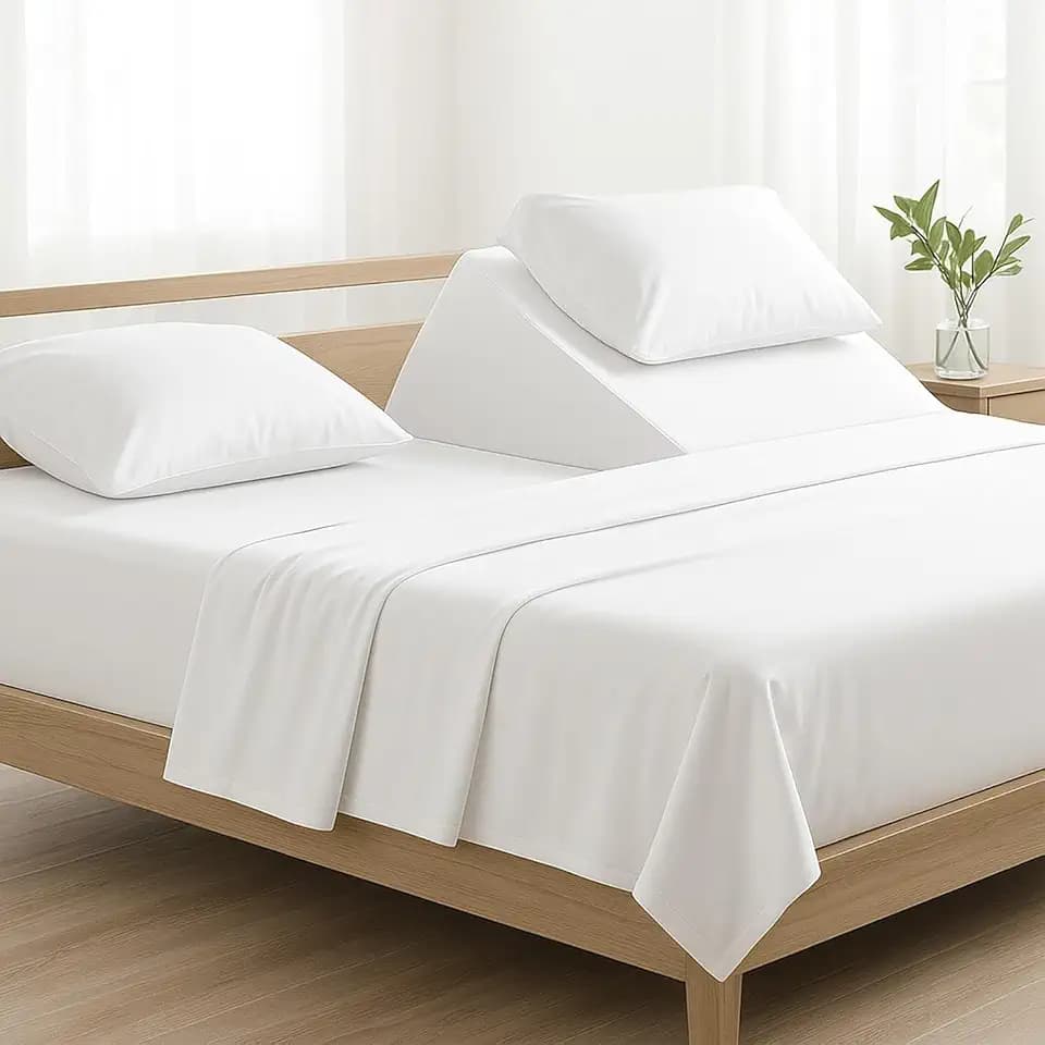 4 Pcs Luxury Split Top California King 100% Egyptian Cotton 800 Thread Count (Adjustable, Flex Top Cal King Size) Split Down 34" inches Sheets for Sleep Number Bed 15" Inch Pocket - White Solid