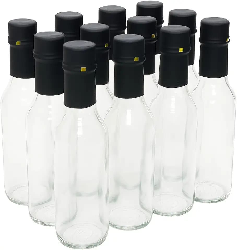 nicebottles Clear Glass Woozy Bottles with Shrink Capsules, 5 Oz, Case of 24
