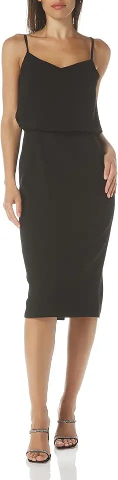 Dress The Population Women's Alondra Blouson Tank Pencil Skirt Midi Dress