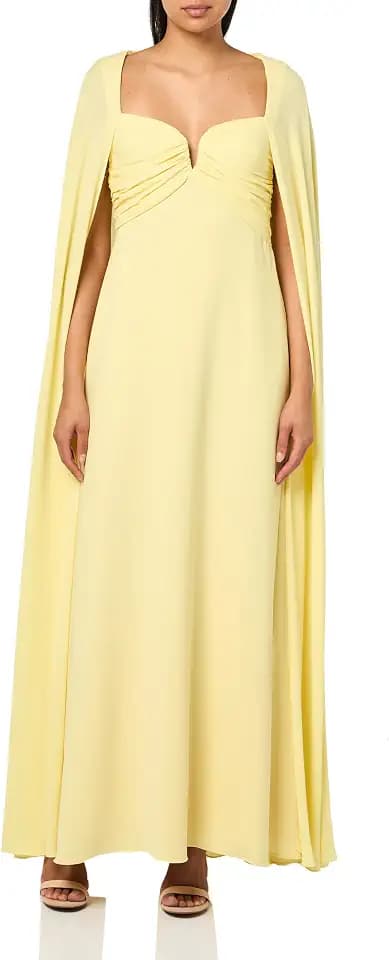 HALSTON Women's Alma Crepe with Georgette Gown