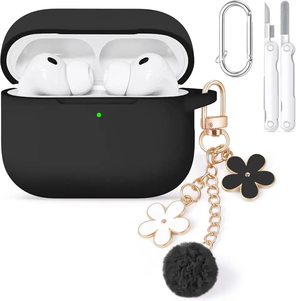 for AirPods Pro 3 Case Cover 2025, Soft Silicone Protector-Black