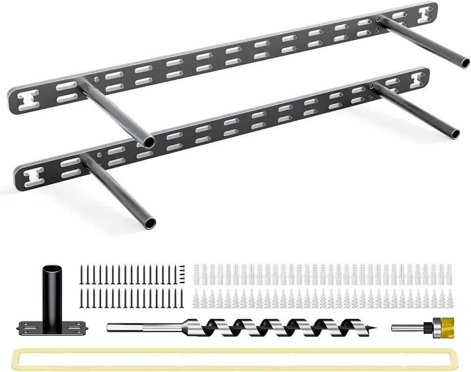 2pcs Floating Shelf Bracket Heavy Duty,Decorative Floating Shelf Hardware Hidden Black Metal Fireplace Mantel Brackets (18"X4"X1.0" with Tools)