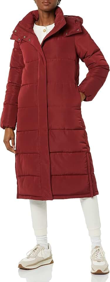 Amazon Essentials Damen Wasserabweisender, Langer Daunenmantel aus recyceltem Polyester mit Kapuze (in Übergröße erhältlich) (Früher Amazon Aware)
