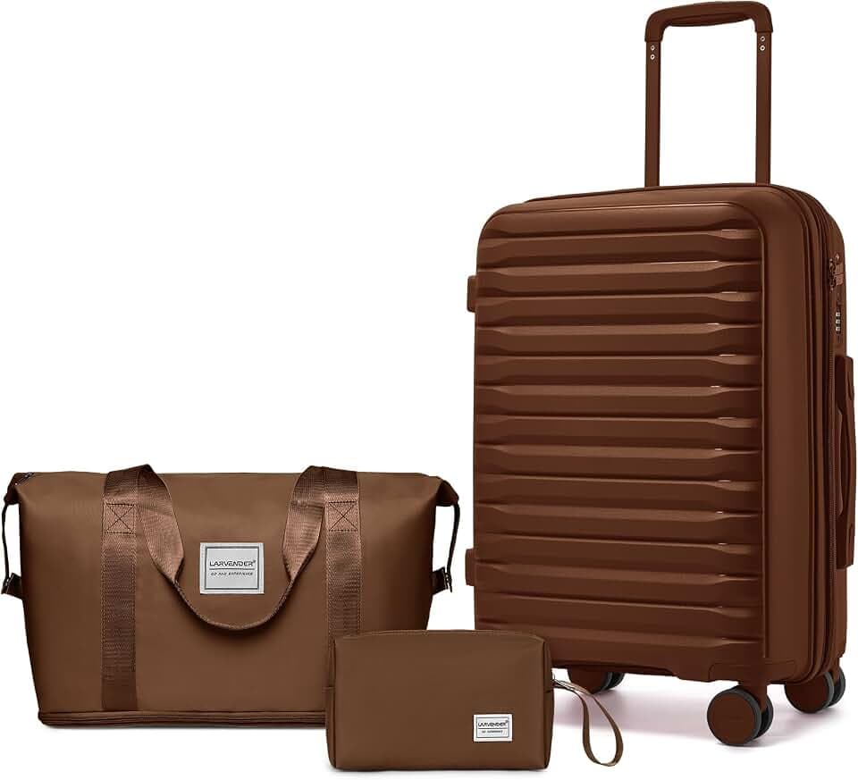 LARVENDER Luggage Sets 3 Piece, Carry On Luggage 20in Suitcase with Wheels