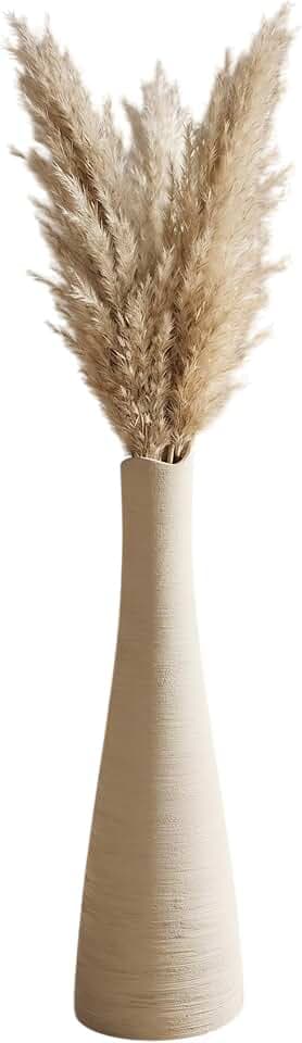 GILDE Deko Vase Bologna - Große Bodenvase aus Keramik - für einzelne Blüten Gräser - Dekoration Blumenvase Geschenk Geburtstag Hochzeit - Creme Farben Höhe 41 cm