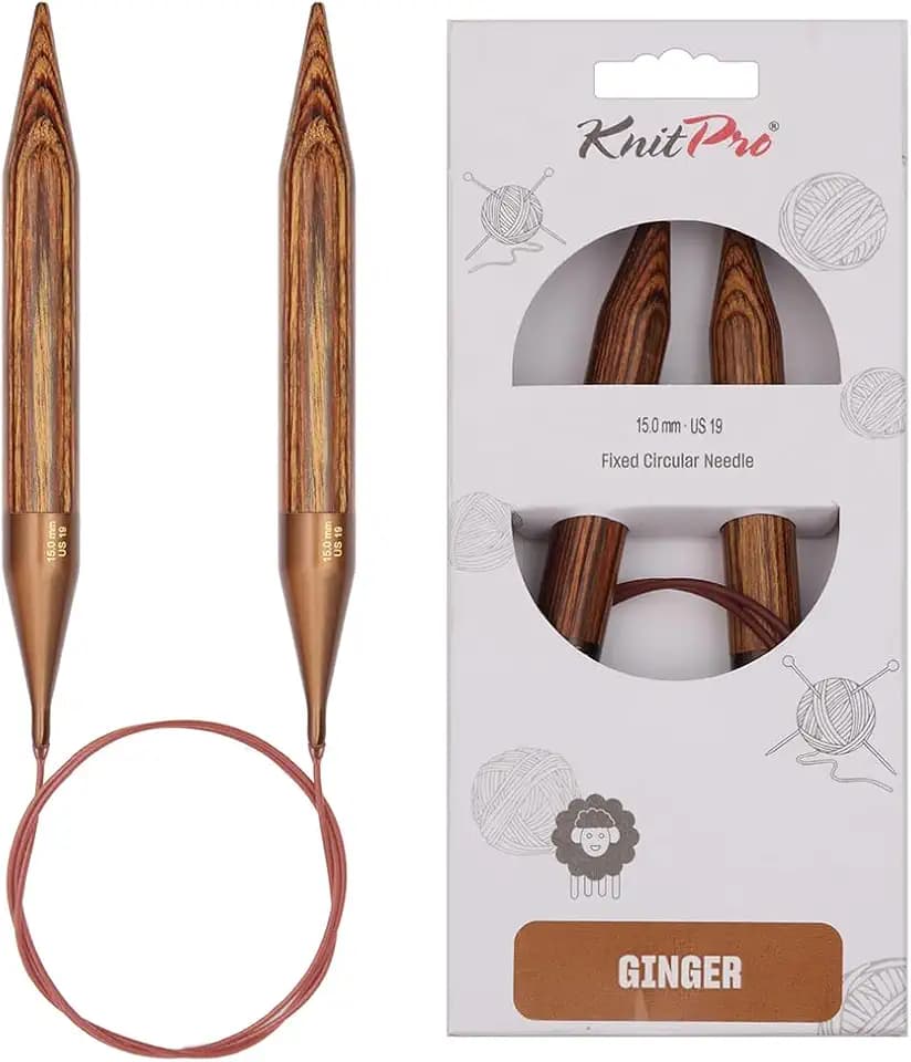 KnitPro Ingwer-feste Rundstricknadeln – 100 cm x 15 mm, Brown