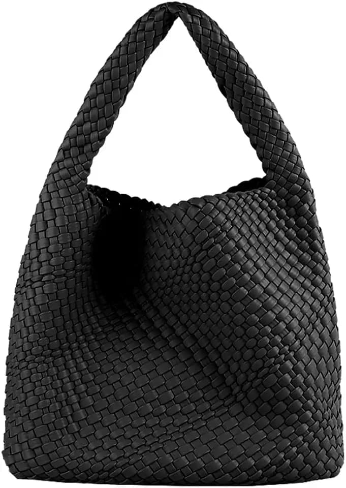 Vegan Leather Hand Woven Tote Handbag Shoulder Bag and Woven Purses Large Shopper Bag for Women