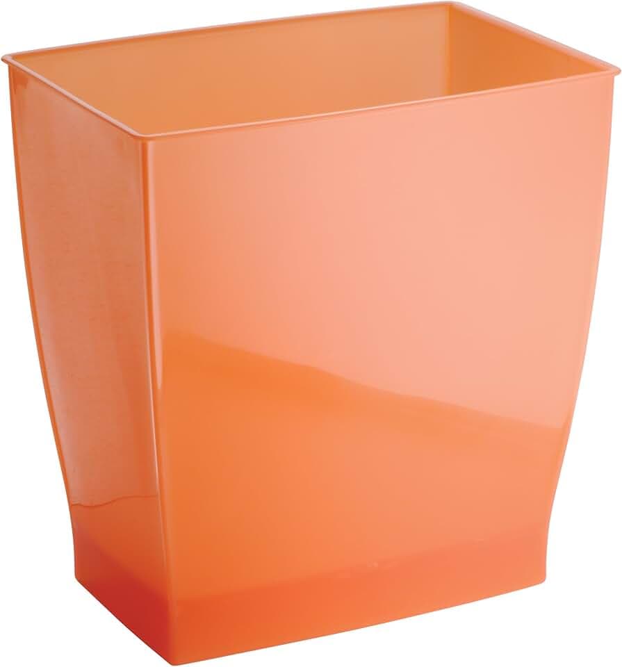 iDesign Small Plastic Bathroom Trash Can, Orange