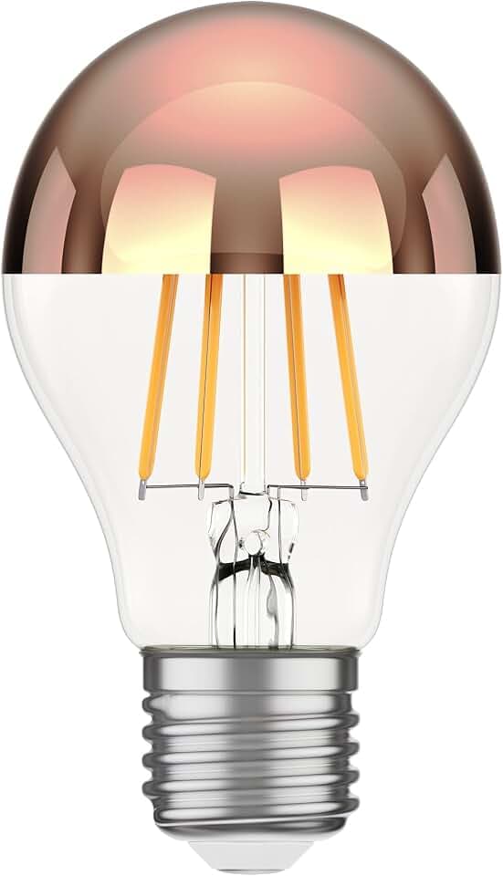 ledscom.de E27 LED Leuchtmittel, A60, warmweiß (2600 K), 7,5 W, 839lm, Kopfspiegel (roségold)