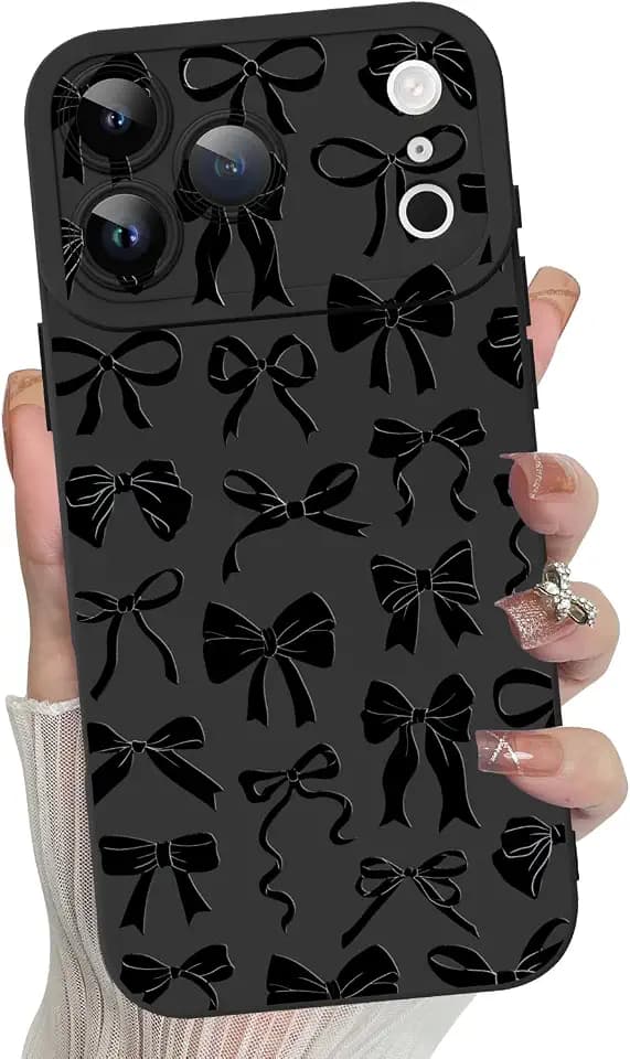 MZELQ for iPhone 17 Pro Max Case 2025 Bow Paint Pattern -Black