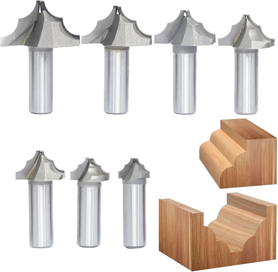 7Pcs Bead Ovolo Plunge Bit Set,Double Roundover Groove Bits