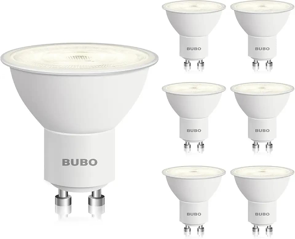 BUBO GU10 LED Bulb 6W Equivalent 50W, 3500K Natural White, 650 Lumens, Non-Dimmable, MR16 Shape with GU10 Base, for Track Lighting, Range Hood, Kitchen, Living Room, 6 Pack
