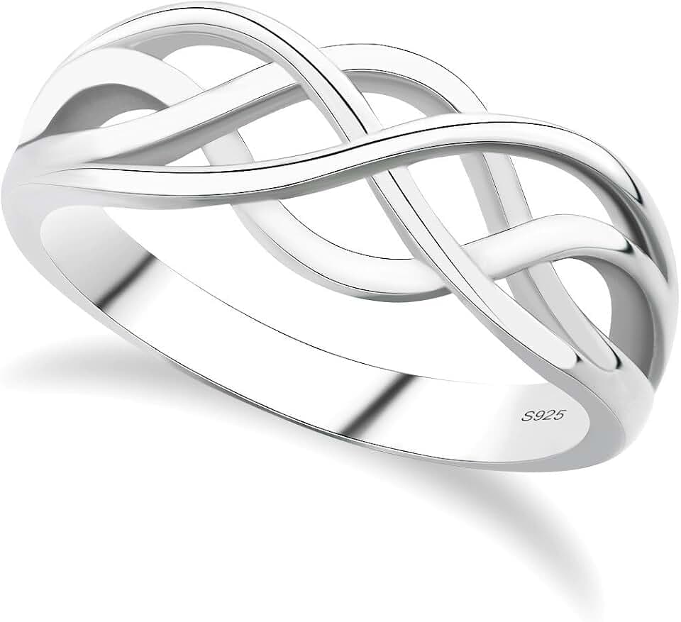 GULICX Damen Ringe 925 Sterling Silber, Kreuz Hochzeitsring Liebesknoten Eheringe Verlobungsring Band Ring, Größe 49 bis 66, Perfekt Geschenk für Frau Freundin zum Geburtstag, Kommt mit Geschenk-box