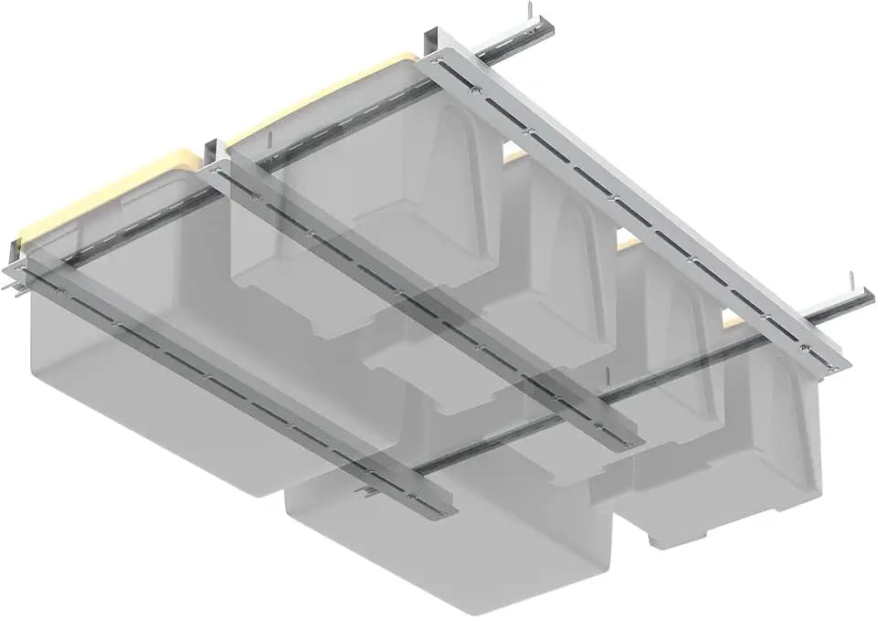 WALMANN Overhead Tote Storage Rails System, Garage Ceiling Bin Storage Rack