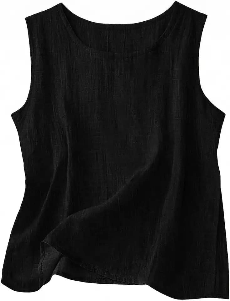Leinen Tops für Damen Leinen Crewneck Tanktops für Damen