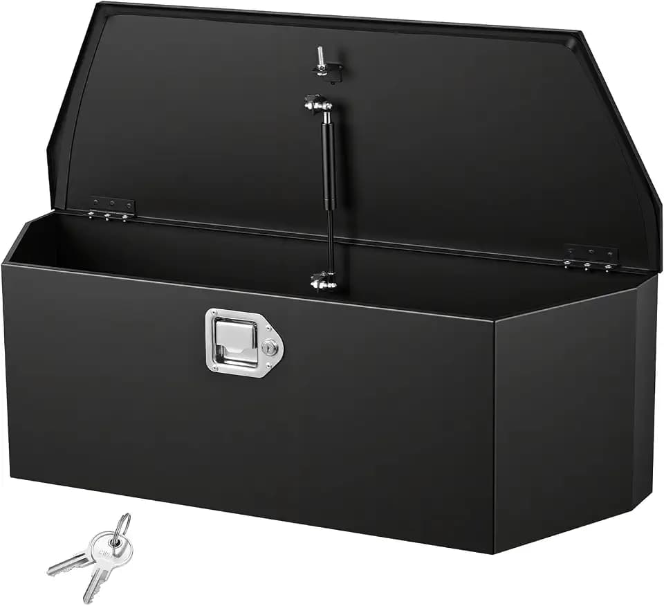 VEVOR Trailer Tongue Box, Heavy Duty Trailer Tongue Tool Box Storage Organizer, Utility Tool Chest for Pickup Truck Bed, RV, SUV, Off-Road Vehicle, Steel, 36" x 12" x 12", Upgraded Lock Version