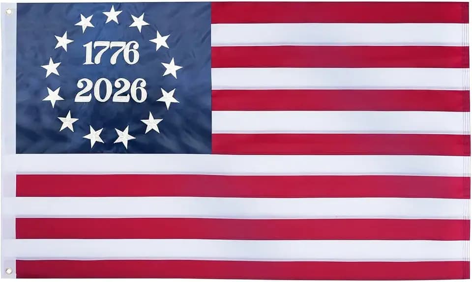 TOPFLAGS 1776-2026 Betsy Ross Flag 3x5 Feet Heavy Duty Outdoor Embroidered 13 Stars Bennington American Flags for 250 Anniversary USA Colonies Banner