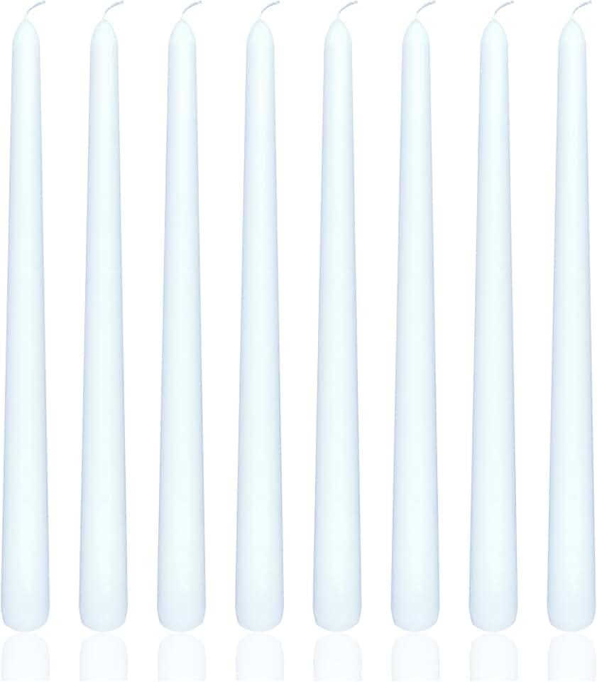 8 Pack 10 Inch Soft Baby Blue Taper Candles Long Burning Time and Dripless Candles for Dinner Home Decor Wedding Shower